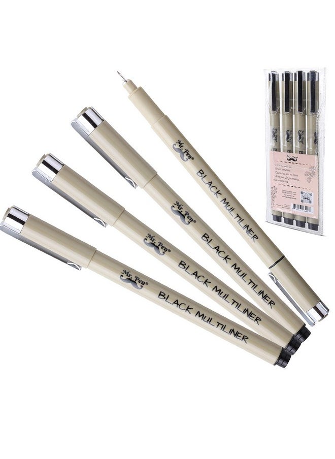 Mr. Pen - Black Fineliners, 0.25Mm, 4 Pack, Bible Pens No Bleed, Fine Tip, Ultra Fine, Black Art Pens - Image 1