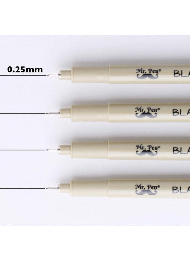 Mr. Pen - Black Fineliners, 0.25Mm, 4 Pack, Bible Pens No Bleed, Fine Tip, Ultra Fine, Black Art Pens - Image 1