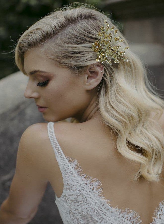 La Belleza Wedding Hair Accessory Tiara | Pearl Crystal Hair Side Comb | Floral Hair Crown | Hair clip /Side Pin for Girls and Women (White crystal comb) - Image 5