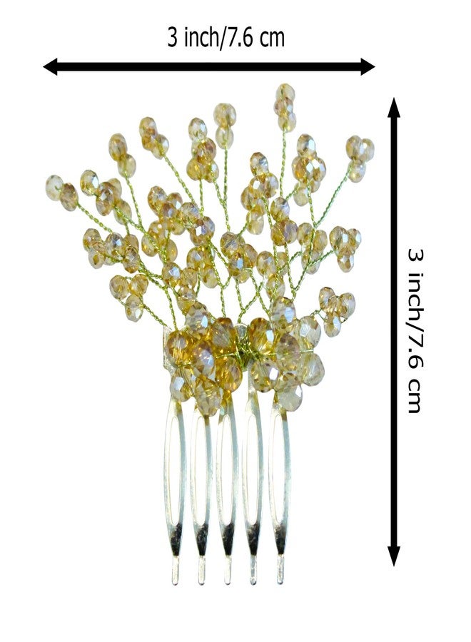 La Belleza Wedding Hair Accessory Tiara | Pearl Crystal Hair Side Comb | Floral Hair Crown | Hair clip /Side Pin for Girls and Women (White crystal comb) - Image 3