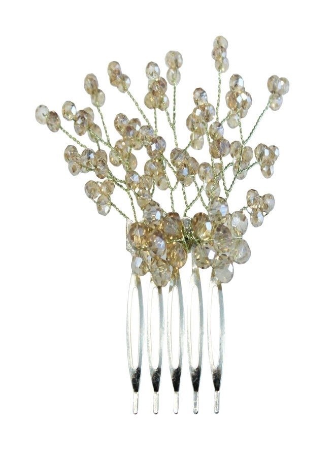 La Belleza Wedding Hair Accessory Tiara | Pearl Crystal Hair Side Comb | Floral Hair Crown | Hair clip /Side Pin for Girls and Women (White crystal comb) - Image 1