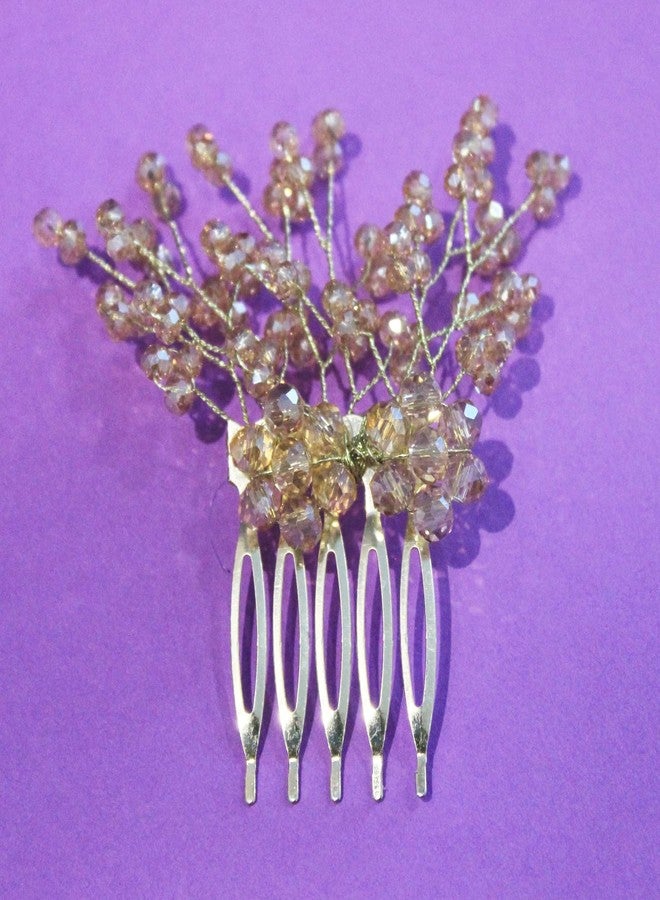 La Belleza Wedding Hair Accessory Tiara | Pearl Crystal Hair Side Comb | Floral Hair Crown | Hair clip /Side Pin for Girls and Women (White crystal comb) - Image 4