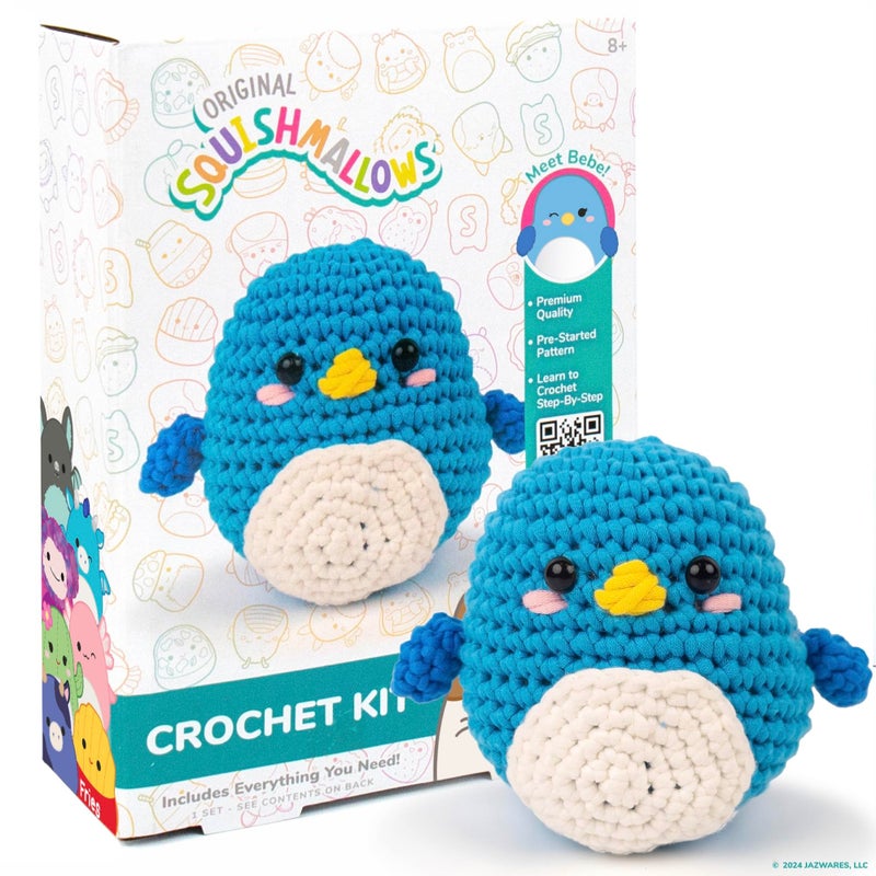 Squishmallows Original Squishmallows Bebe the Bluebird Crochet Kit, Includes Yarn, Crochet Hook, Starter Hooks, Step-By-Step Tutorials, Exclusive Crochet Kit For Beginners, DIY Craft, Crochet Kits, Great Teen Gifts - Image 1