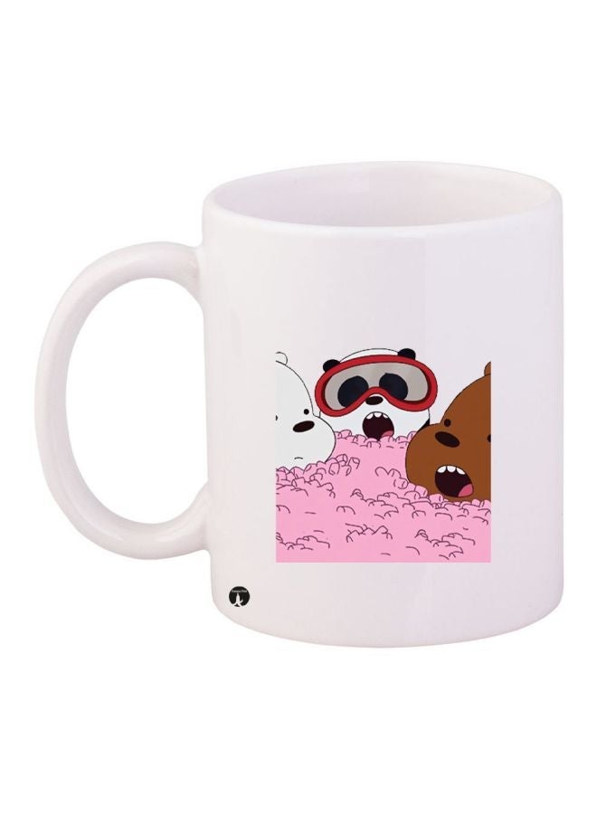 RYN Cartoon Printed Coffee Mug White/Pink/Brown 11ounce