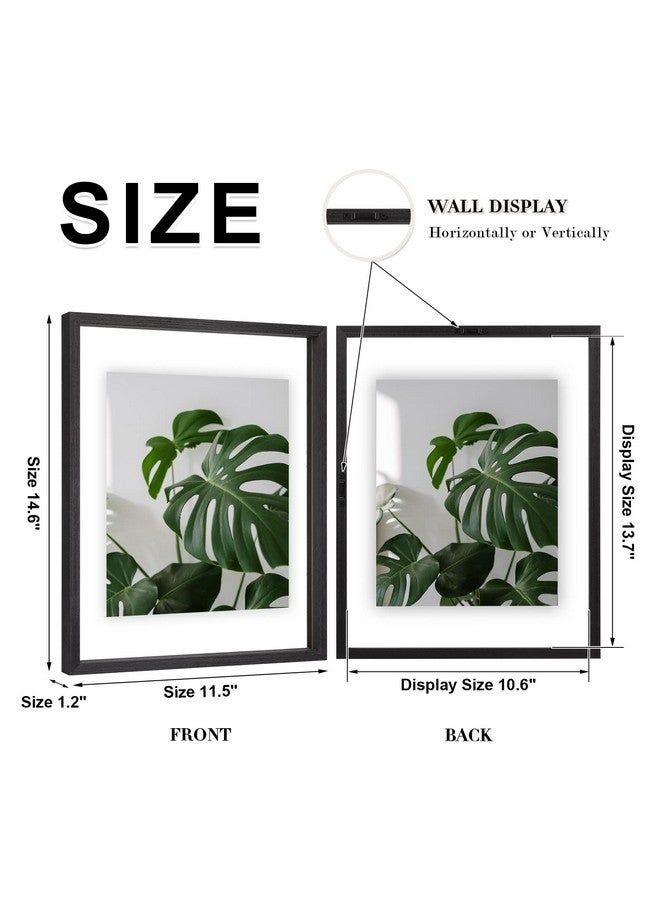 Egofine Egofine 11x14 Floating Frames Set of 2, Double Plexiglass Picture Frame, Made of Solid Wood Display Any Size Photo up to 11x14, Wall Mount or Tabletop Standing, Faded Black  - Image 1