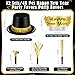 Shappy 48 Pcs New Years Eve Party Supplies for 12 Guests 2026 Party Supplies Top Hat Headbands Tiara Fringed Noise MakersBlack Gold - Image 4