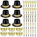 Shappy 48 Pcs New Years Eve Party Supplies for 12 Guests 2026 Party Supplies Top Hat Headbands Tiara Fringed Noise MakersBlack Gold - Image 2