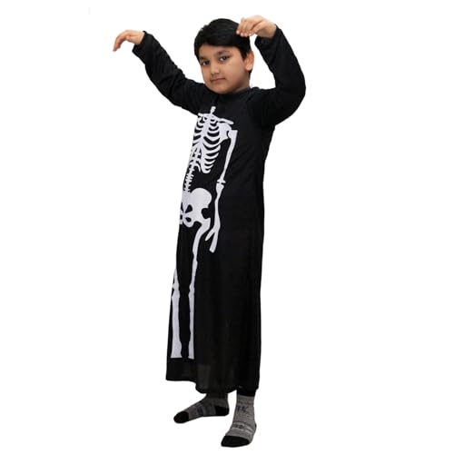 Kaku Fancy Dresses Skeleton Costume for Kids with Gown & Teeth Mask | Scary Halloween Fancy Dress Outfit | Spooky Cosplay Costume for Boys & Girls - 3-4 Years - Image 3