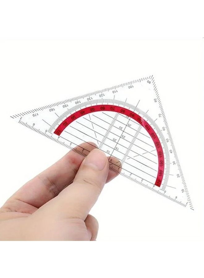 Transparent Red 2pcs Triangle Ruler Square Set 90mm 45 Degree Plastic Stationery for Architects Students Drawing Drafting Mathematics Geometry - Image 4