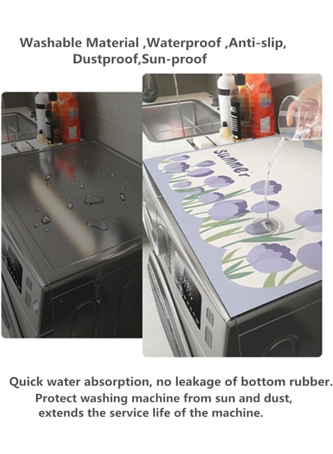 CLENEA Washer and Dryer Covers for The Top Washing Machine Dust-Proof Cover Anti-Slip Dryer Top Protector Mat Quick Drying Top Cover for Washer Dryer Refrigerator (Green, 23.6" x 23.6") - Image 3