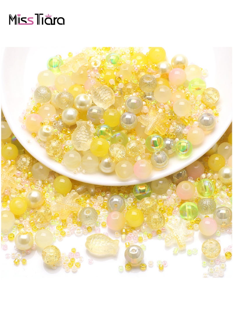 MissTiara 5 Pack 8MM DIY Glass Beads with millet beads and 14MM Starfish Shaped Beads Kit Mixed Colors For Jewelry Bracelet Necklace And Art Craft  - Image 1