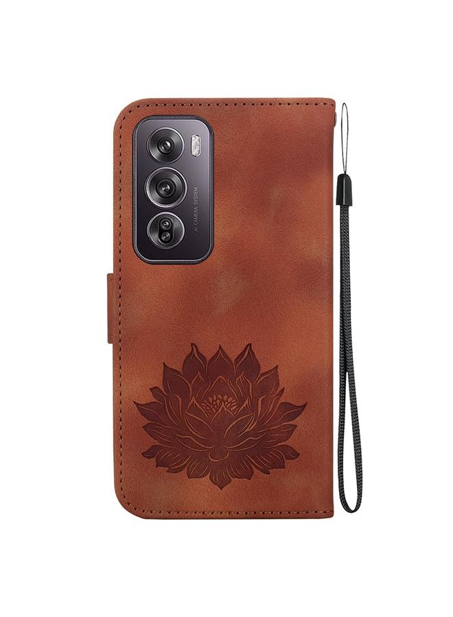 اس-توب جراب لهاتف OPPO Reno12 Pro 5G Global جراب هاتف من الجلد المنقوش بنقشة لوتس - Image 3