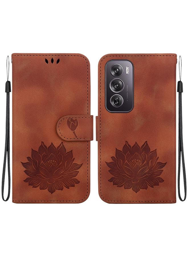 اس-توب جراب لهاتف OPPO Reno12 Pro 5G Global جراب هاتف من الجلد المنقوش بنقشة لوتس - Image 1