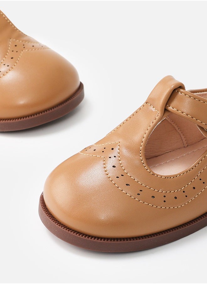 hibobi - Children's Casual Flat Soft Leather Shoes-Brown - Image 1