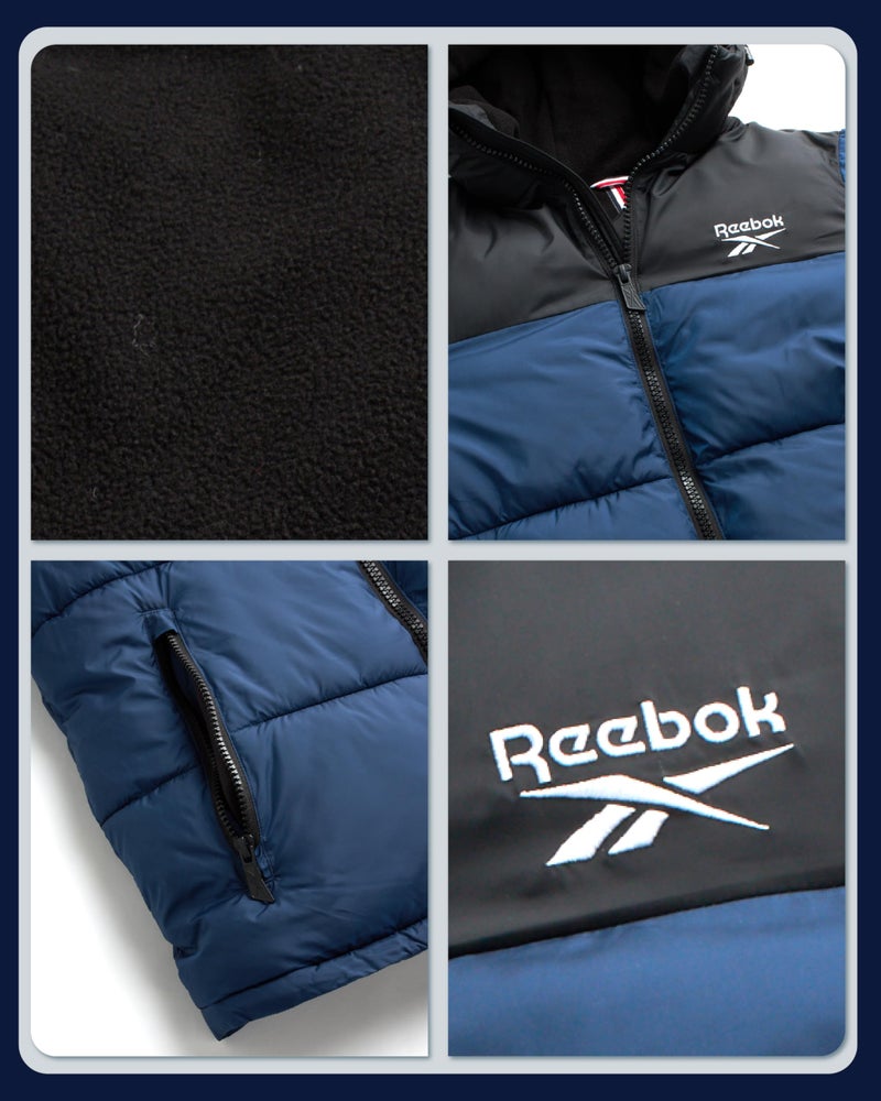 Reebok Mens Winter Jacket - Warm Heavyweight Mens Winter Coat - Wind Water Resistant Insulated Quilted Puffer Jackets for Men, Size Medium, Batik Blue - Image 4