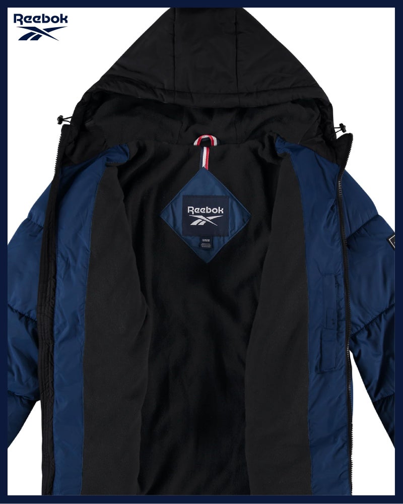 Reebok Mens Winter Jacket - Warm Heavyweight Mens Winter Coat - Wind Water Resistant Insulated Quilted Puffer Jackets for Men, Size Medium, Batik Blue - Image 5