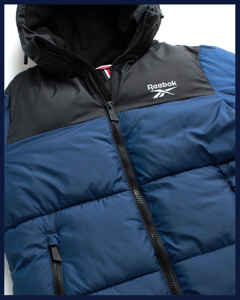 Reebok Mens Winter Jacket - Warm Heavyweight Mens Winter Coat - Wind Water Resistant Insulated Quilted Puffer Jackets for Men, Size Medium, Batik Blue - Image 2