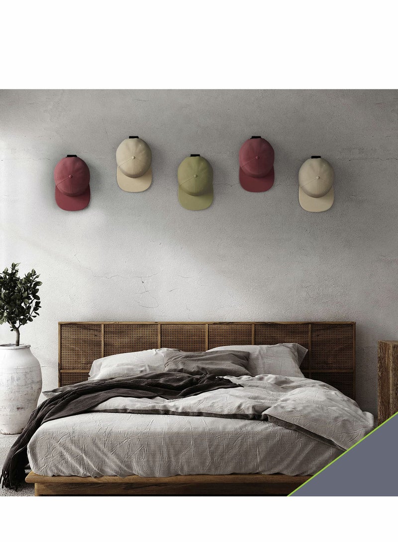 Adhesive Hat Hooks for Wall (12 Pack) Minimalist Rack Design, No Drilling, Strong Hold Hangers Room & Mancave, USA Patent Pending (Black) - Image 5