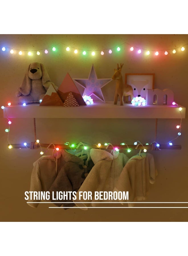 طلال أضواء سلسلة LED بيضاء دافئة ومتعددة الألوان، أضواء زينة ثنائية اللون بسلك أسود، مصابيح LED صغيرة ساطعة لتزيين المنزل، غرف النوم، والمناسبات، والاحتفالات، والديكورات الداخلية والخارجية، بما في ذلك حفلات الزفاف، والحفلات، والمناسبات المنزلية. - Image 4