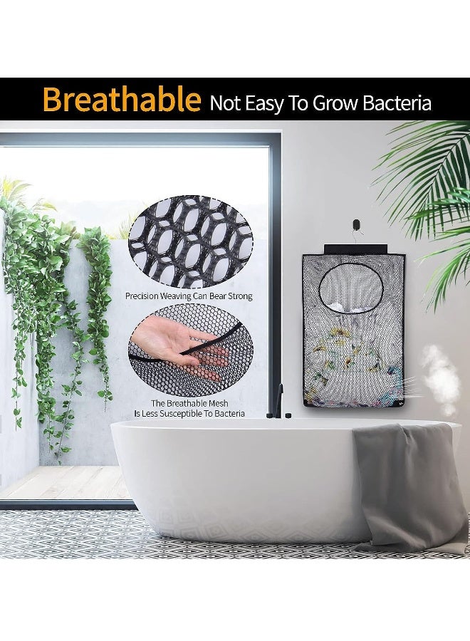 حقيبة غسيل شبكية معلقة، حقيبة غسيل معلقة على الباب، حقيبة غسيل قابلة للطي، حقيبة كبيرة لتخزين الملابس لتوفير المساحة، حقيبة منظم غسيل كبيرة. - Image 3