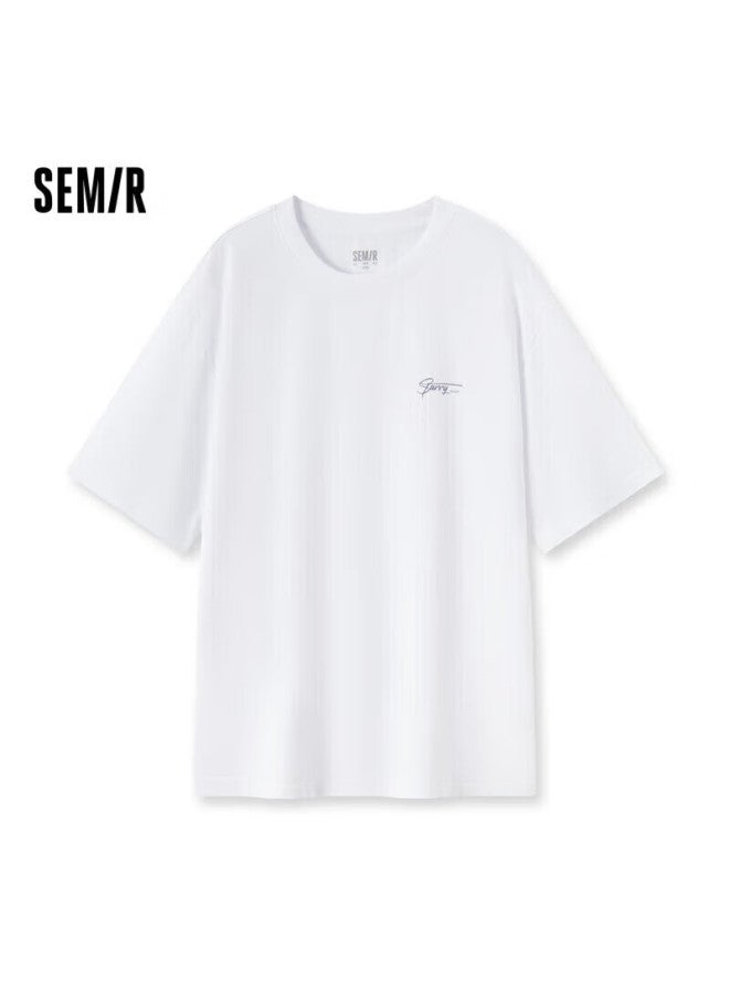 Semir Men's Short-sleeve T-shirt, Summer , Letter Print Undershirt, Commuter Top, White T-shirt - Image 1