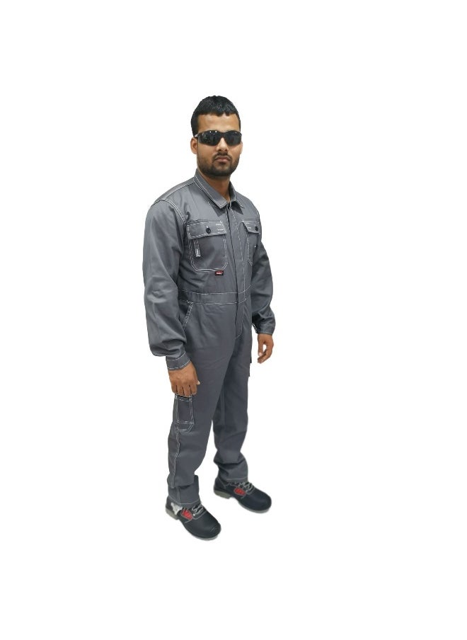 TAHA SAFETY - TAHA SAFETY Heavy-Duty Protective Workwear Coverall | Full-Body Industrial Safety Suit & Breathable Fabric for Construction, Manufacturing & Hazardous Environments | Grey | Size-M - Image 1