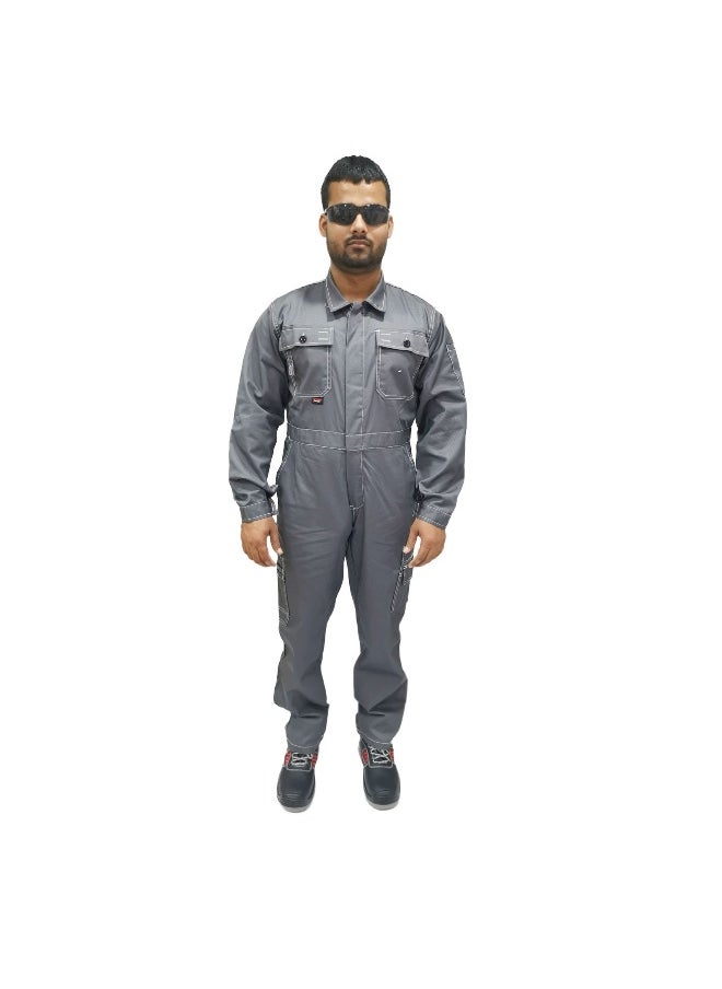 TAHA SAFETY - TAHA SAFETY Heavy-Duty Protective Workwear Coverall | Full-Body Industrial Safety Suit & Breathable Fabric for Construction, Manufacturing & Hazardous Environments | Grey | Size-M - Image 1