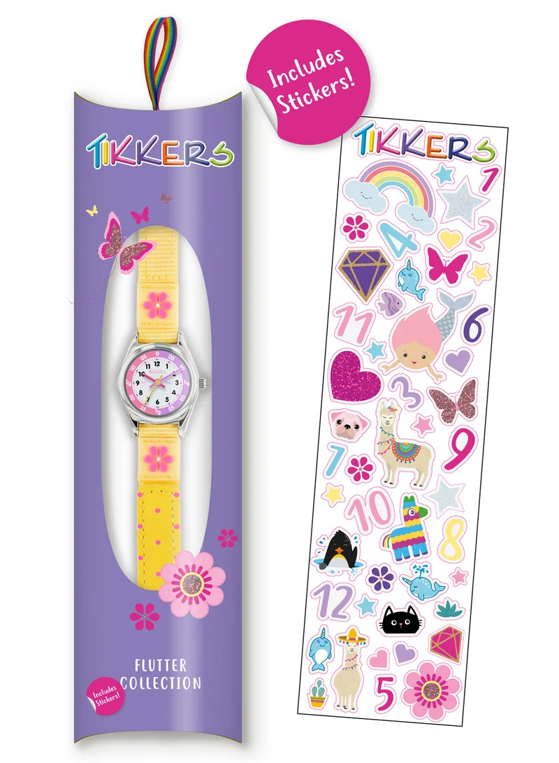 Tikkers Tikkers Girls Yellow Fabric Strap Flower Time Teacher Watch - TK0155
