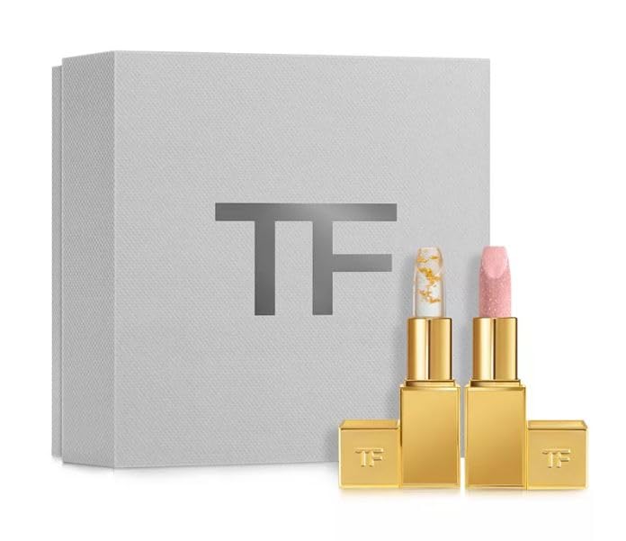 Tom Ford Soleil Lip Duo - Soleil Lip Blush (pink) and Sunlit Rose Lip Balm (rosy) Full Size.