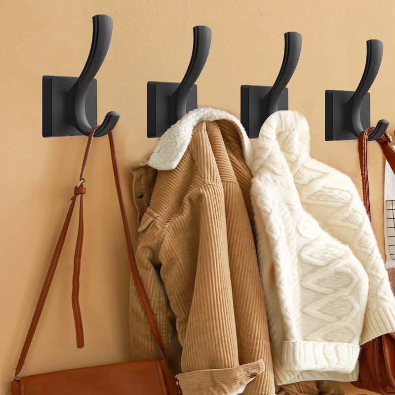 Tofiigrem Black Wall Hooks Coat Hook  Towel Hooks Robe Hook For Bathroom  Entryway Mudroom Hooks For Hanging Coat Key Hat Backpack (8 Pack  Black) - Image 2