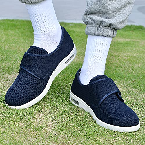 EDCYF Womens Diabetic Shoes with Adjustable ClosureNonSlip Wide Width Lightweight Shoes for Edema Plantar Fasciitis Bunions Arthritis Swollen Feet Blue - Image 3