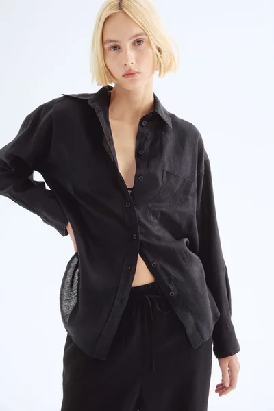 اتش اند ام Oversized linen shirt