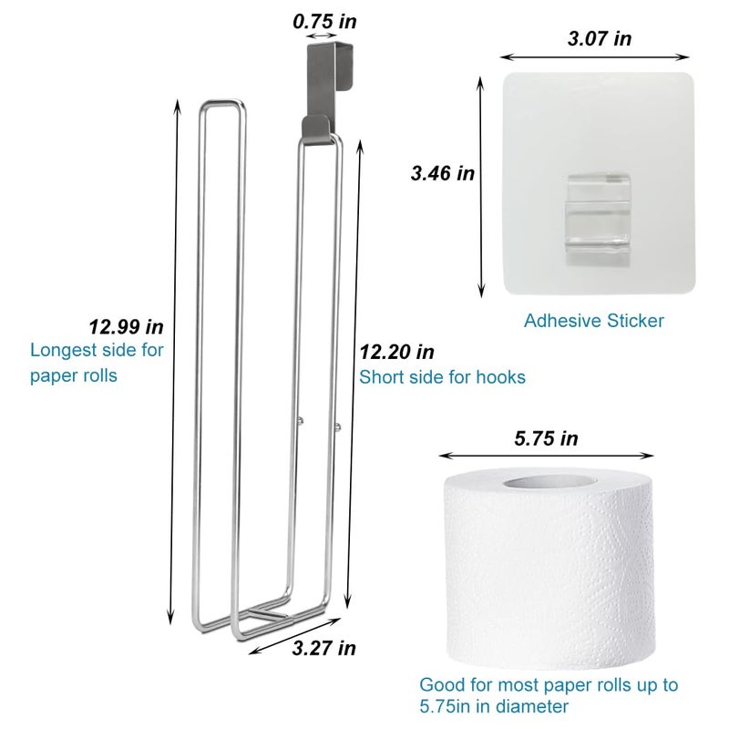 Zeadesign Toilet Paper Holder with Storage Extra 3 Roll Tissue  Over The Tank Toilet Paper Holder Wall Mount  Brushed Nickel and Chrome Tissue Holder for Bathroom Organizer  Adhesive Paper Towel Holder  1Pcs - Image 4