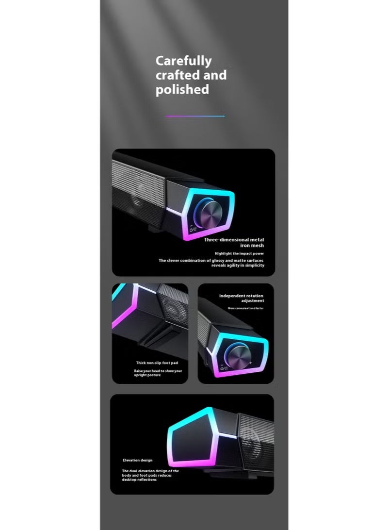 والالا مكبر صوت للألعاب RGB، قناتان، بلوتوث 5.3 ومنفذ USB-C | نطاق لاسلكي 30 مترًا، وضعان للموسيقى/اللعب، تحكم مستقل، لأجهزة الكمبيوتر وأجهزة الألعاب - Image 2