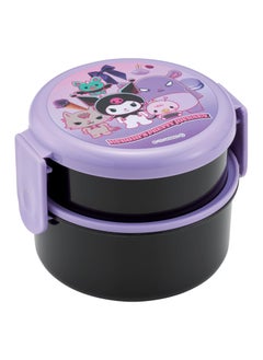 General Kuromi 2 Tier Round Bento Box with Ballad (17oz) - Authentic Cartoon Design - Microwave Safe -Kuromi's Beautiful Journey  - Image 1