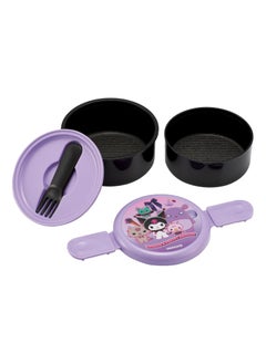 General Kuromi 2 Tier Round Bento Box with Ballad (17oz) - Authentic Cartoon Design - Microwave Safe -Kuromi's Beautiful Journey  - Image 3