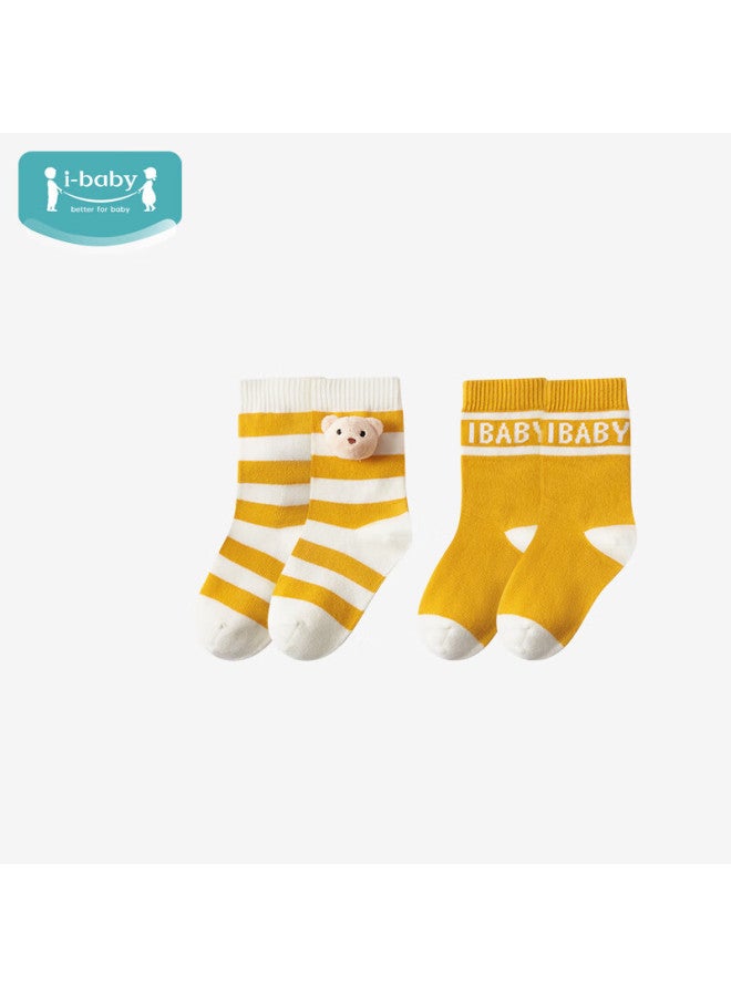 Ibaby Children's Socks For Ages 3-6, Spring And Summer Baby Mid-calf Socks, Comfortable Breathable Seamless Socks, 2 Pairs - Image 1