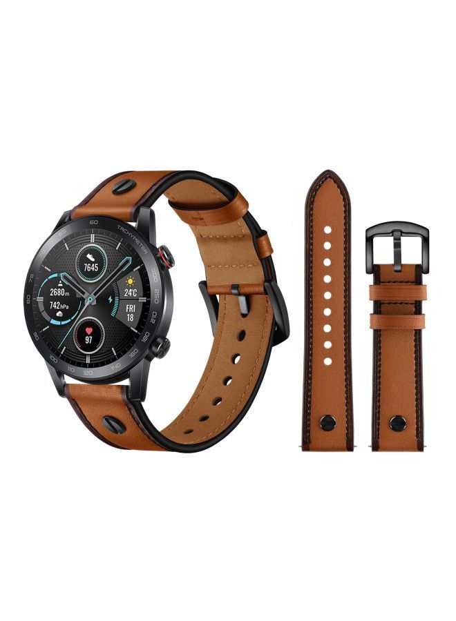 NIBEMINENT Replacement Band For Honor MagicWatch 2 46mm Brown  - Image 2