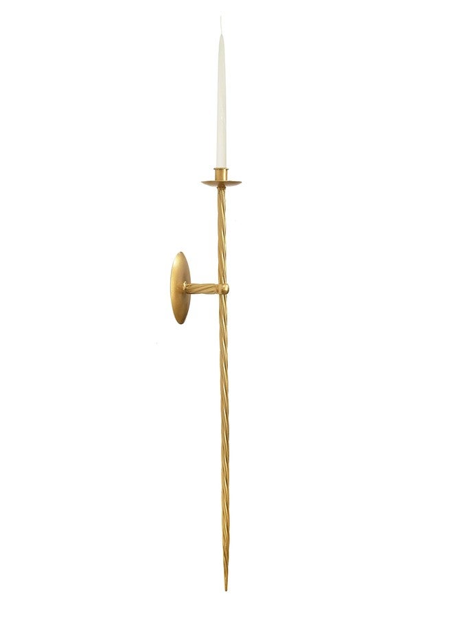 Remenna Large Twised Pillar Wall Sconce Set of 2 Hanging Wall Mounted Candle Sconces Holder, Metal Wall Sconces Decor for Bedroom Dining Room 23.5" (Gold) - Image 3
