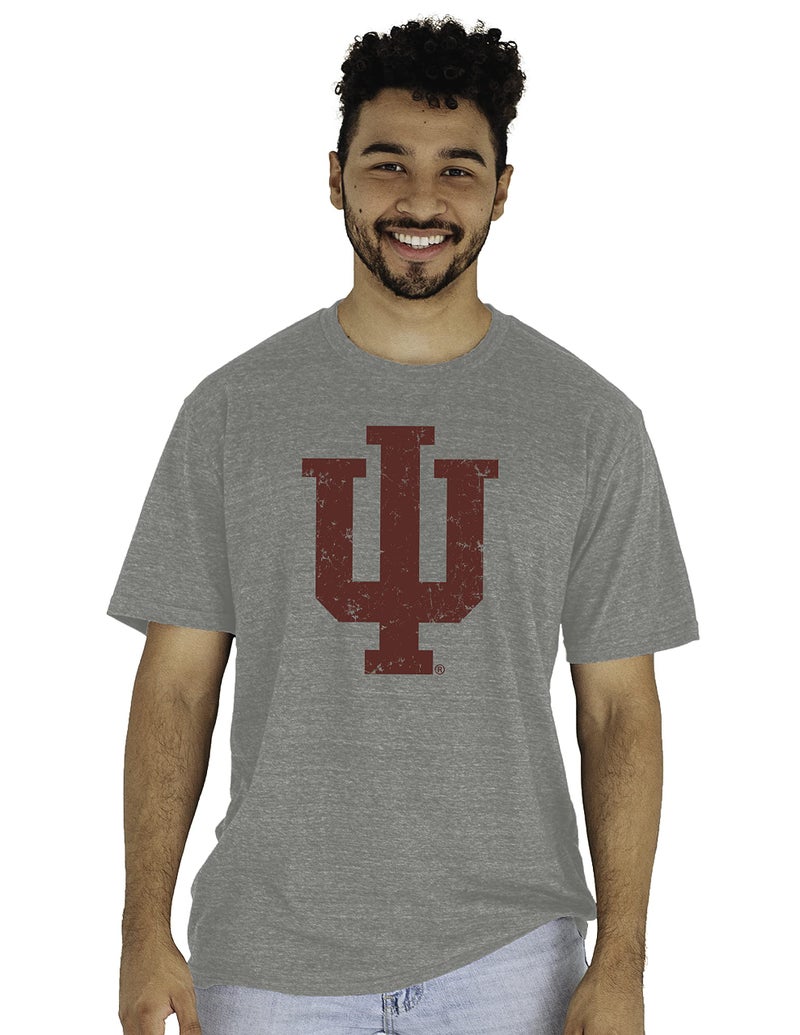 Blue 84 Men's Indiana Hoosiers Tri-Blend T-Shirt Vintage Icon Heather Grey, Grey, Large - Image 2