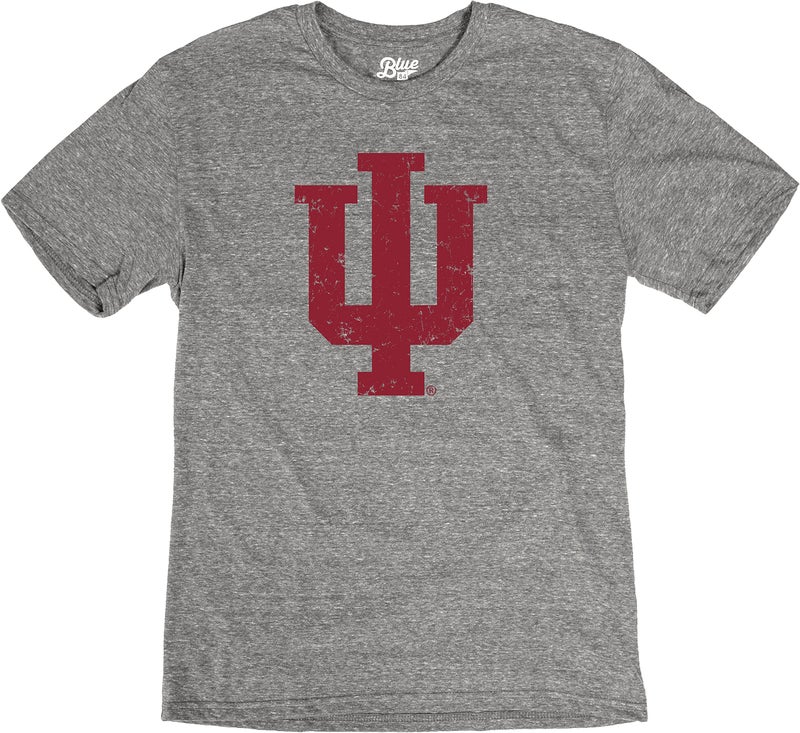 Blue 84 Men's Indiana Hoosiers Tri-Blend T-Shirt Vintage Icon Heather Grey, Grey, Large - Image 3