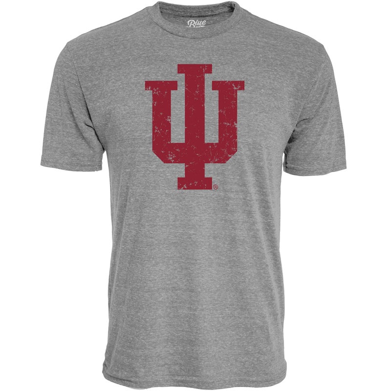 Blue 84 Men's Indiana Hoosiers Tri-Blend T-Shirt Vintage Icon Heather Grey, Grey, Large - Image 1