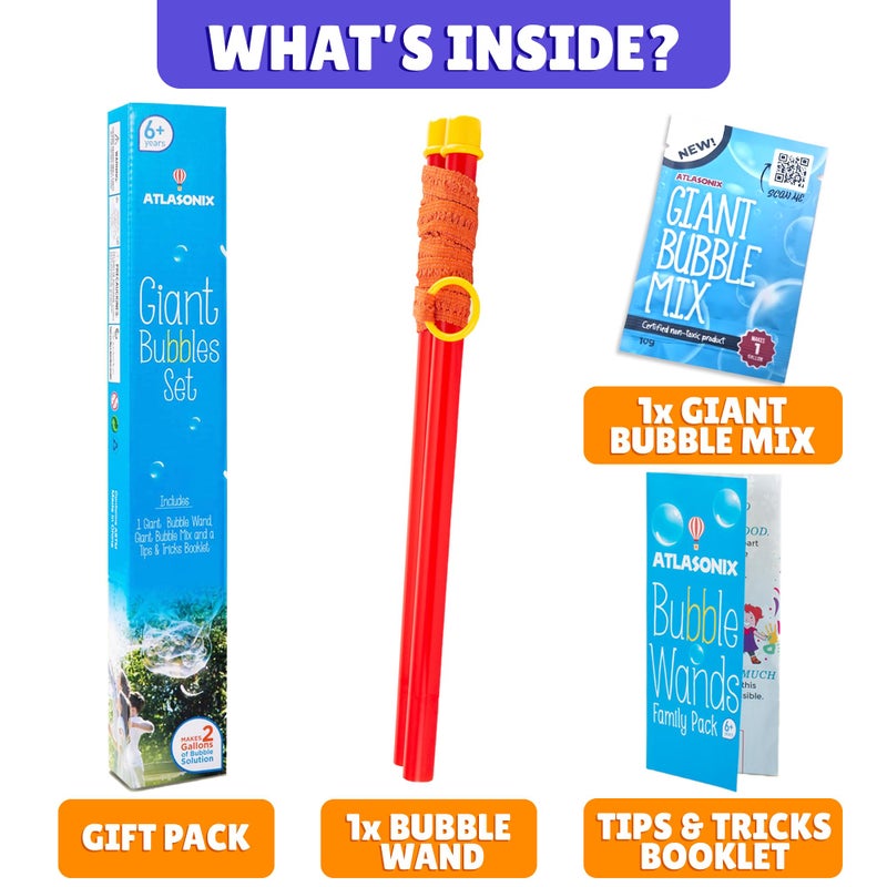 Atlasonix Giant Bubble Wand - Bubble Wands, Bubbles for Kids, Big Bubble Wand Huge Rope, 1 Pack Giant Bubble Wands + Bubble Solution Powder â€“ Makes 1 Gallon, Outdoor Summer Fun - Image 2
