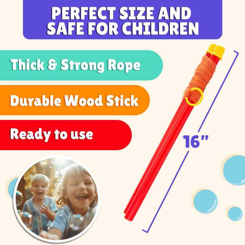 Atlasonix Giant Bubble Wand - Bubble Wands, Bubbles for Kids, Big Bubble Wand Huge Rope, 1 Pack Giant Bubble Wands + Bubble Solution Powder â€“ Makes 1 Gallon, Outdoor Summer Fun - Image 3