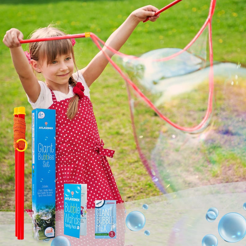Atlasonix Giant Bubble Wand - Bubble Wands, Bubbles for Kids, Big Bubble Wand Huge Rope, 1 Pack Giant Bubble Wands + Bubble Solution Powder â€“ Makes 1 Gallon, Outdoor Summer Fun - Image 1