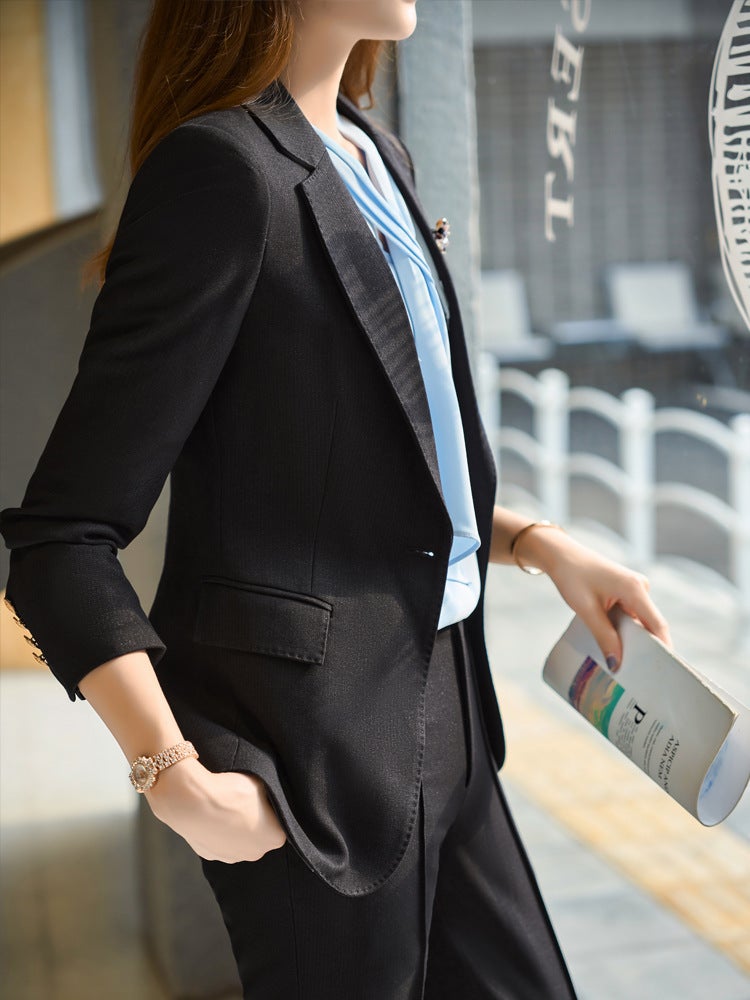 بدلة بنية للنساء ملابس عمل ربيعية وخريفية عالية الجودة ذات طابع إلهي بدلة مقابلة جاكيت ملابس عمل - Image 5