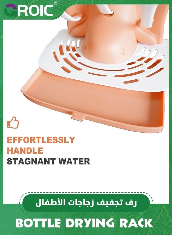 جرويك رف تجفيف زجاجات الأطفال، حامل عمودي كبير مع مجموعة فرشاة تنظيف الزجاجات، قائم موفر للمساحة لزجاجات الأطفال - Image 5