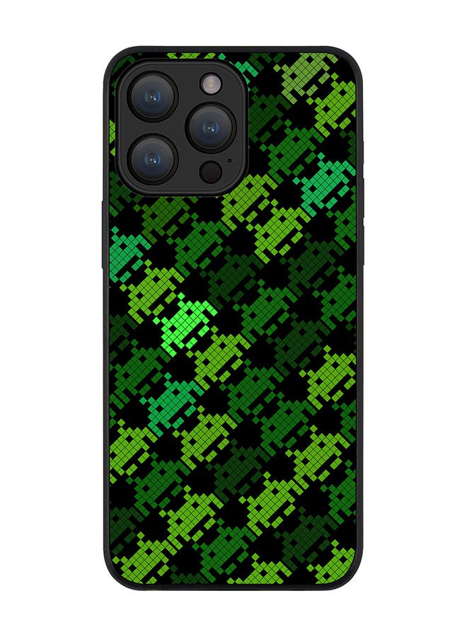 Stylizedd Cover for iPhone 15 Pro Case Rugged Black Slim fit Soft Flexible Anti Drop TPU Gel Thin Protective Phone Cases - Invader Matrix - Image 1