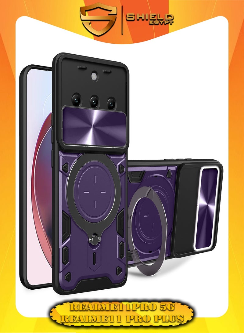 SHIELD EGYPT For Realme 11 Pro Plus/Realme 11 Pro Armored Camera Shield Cover Camera Lend Protection, Built-in 360° (Purple)