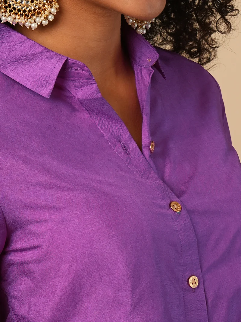 globus Women Shirt Collar Woven Design Shirt With Trouser
